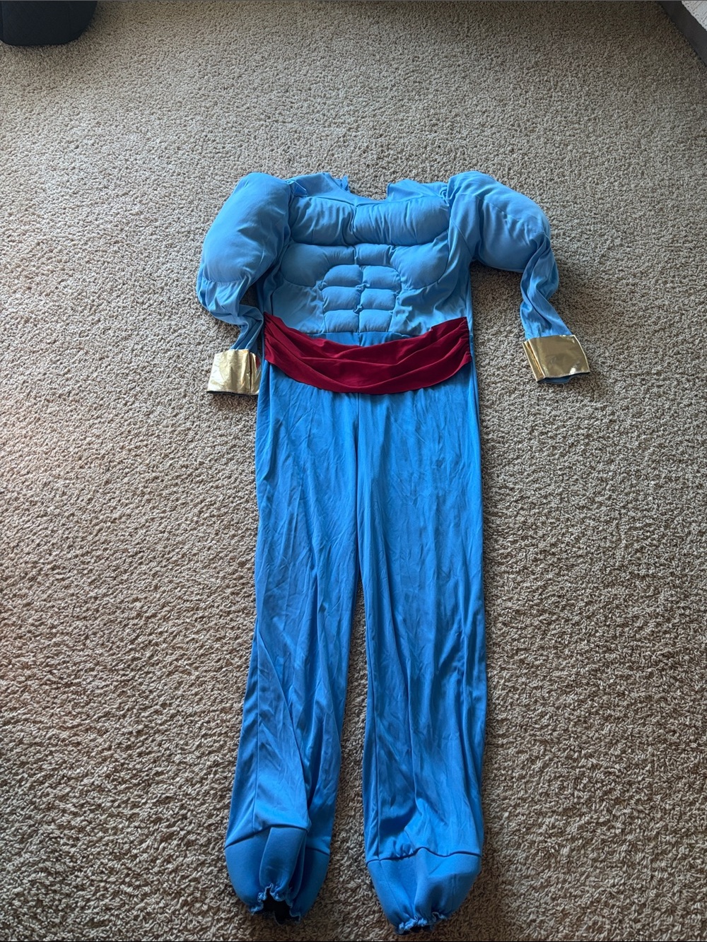 Blue Genie Adult Costume with Red Sash